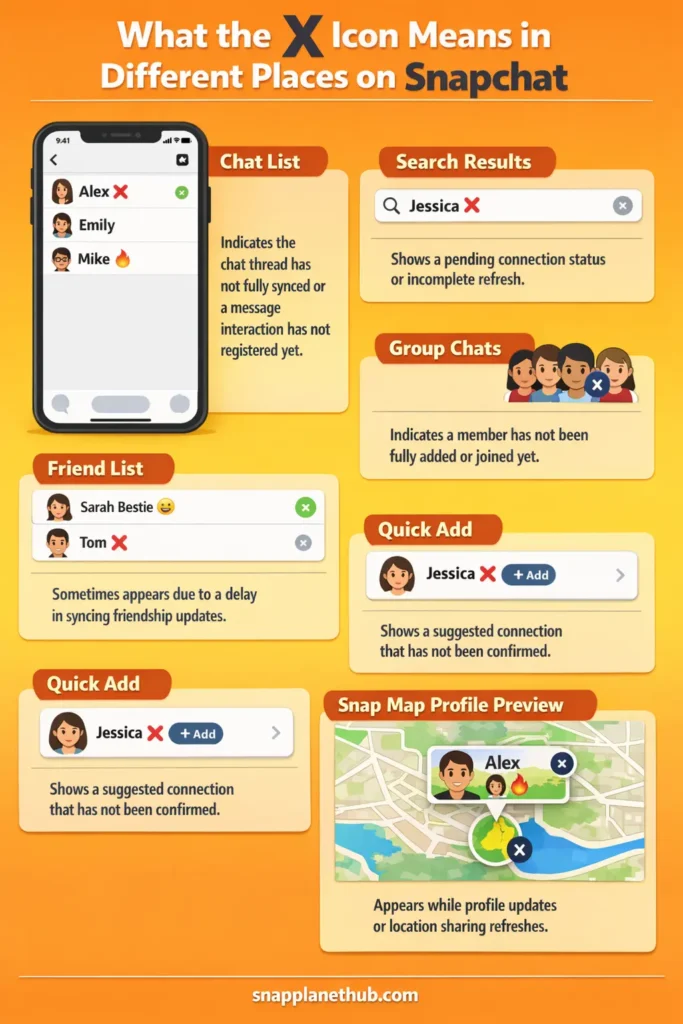 What the X Icon Means in Different Places on Snapchat